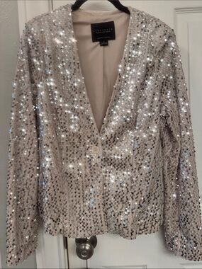 Sanctuary Silver Sequin Blazer Jacket